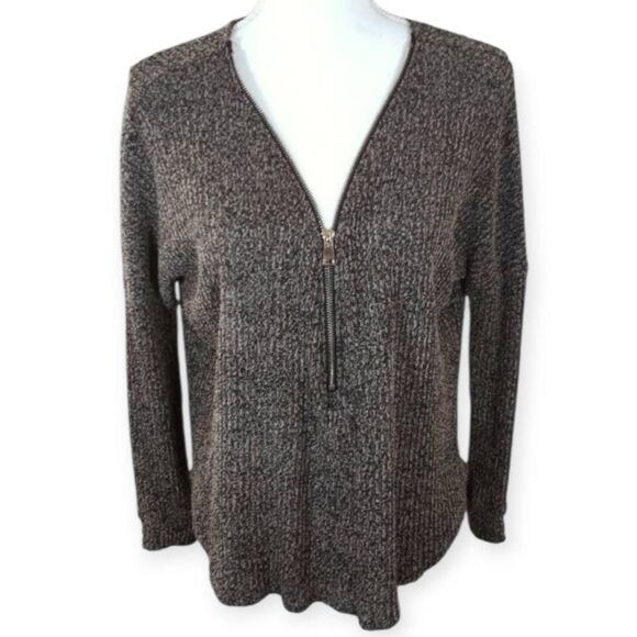 WINDSOR ZIP FRONT GRAY/TAUPE SWEATER SZ.M EUC - Picture 1 of 5